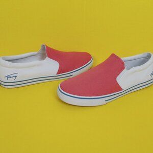 Tommy Hilfiger Canvas Slip On Loafers Shoes Womens 11 Sneakers Signature Logo